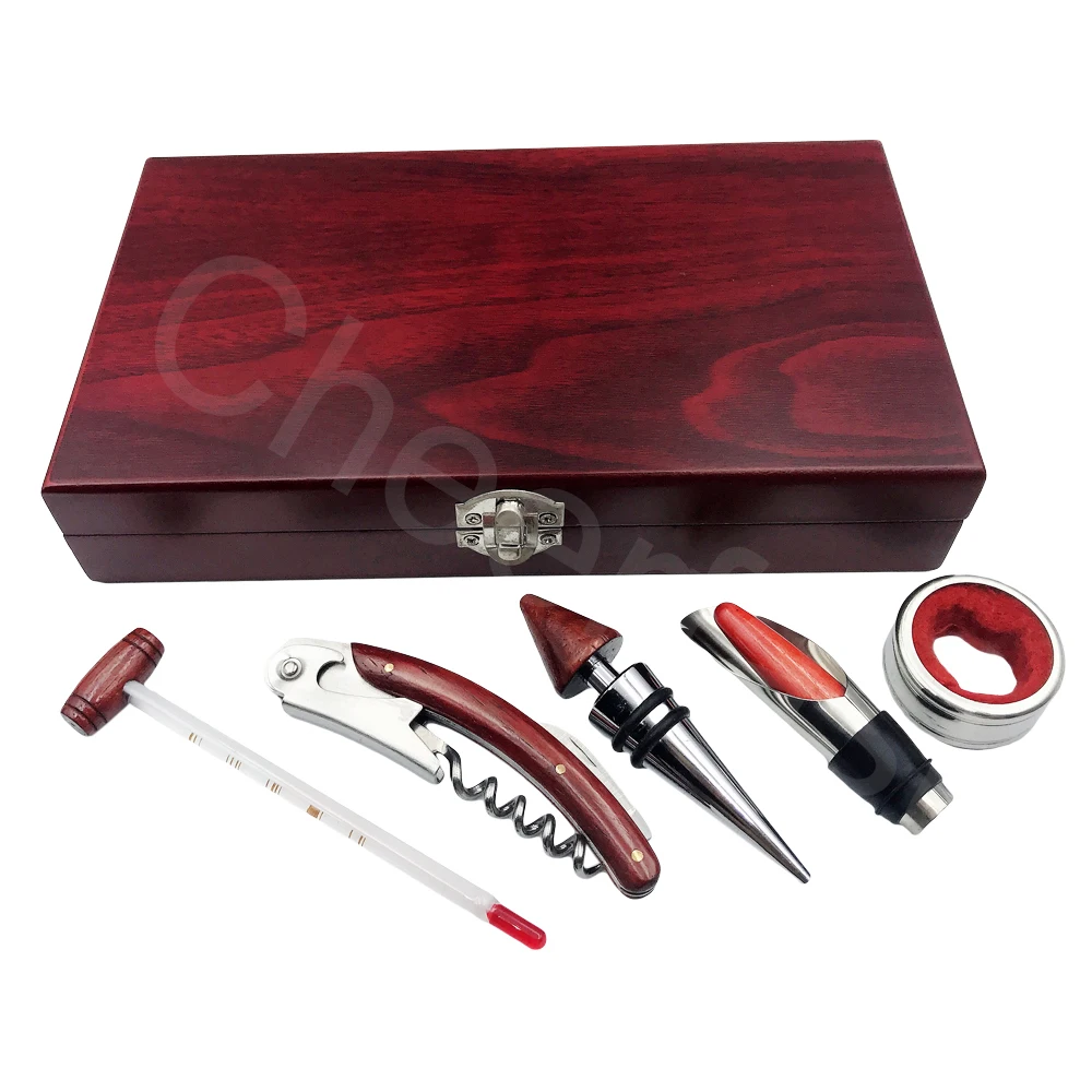 Wonderful 5 Pieces tools in wooden box Case and   men wine gift set and wine gift box set