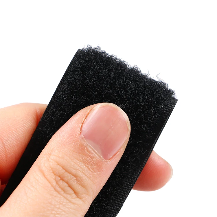 Factory Nylon Mixed Black Unnapped Elastic Hook And Loop Tape Roll With Low Price velcro hook and loop fasteners