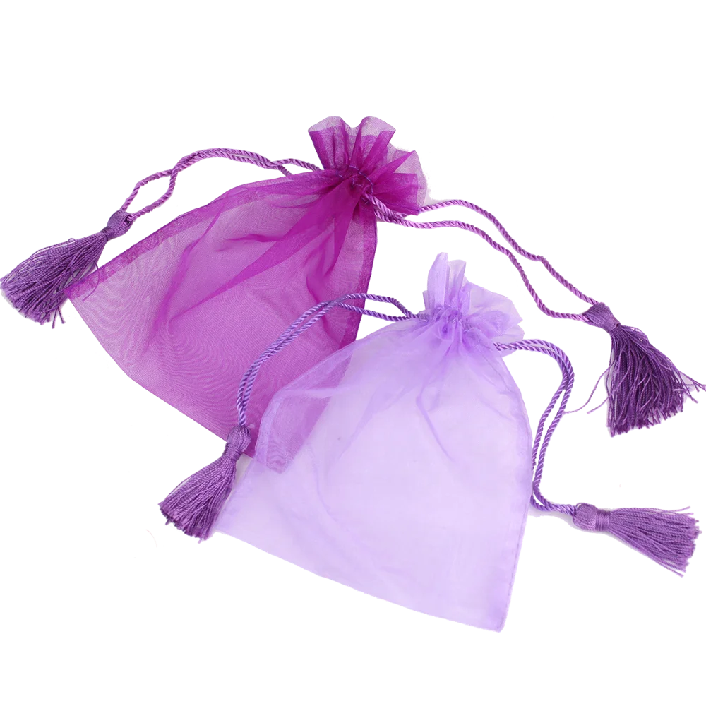 organza bag with logo printed custom organza pouch bag with tassel