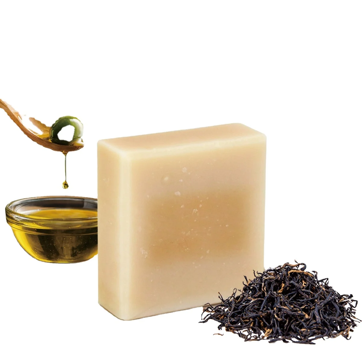 Black Tea Natural Olive Oil Whitening Wholesale Handmade Face Body Bath Whitening Body Soap