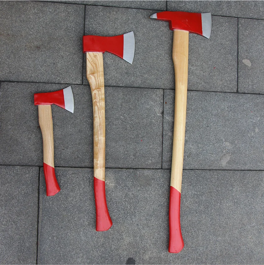 China manufacturer fire ax firefighter survival hatchet axes emergency gear tool firewood axe with wood handle for sale