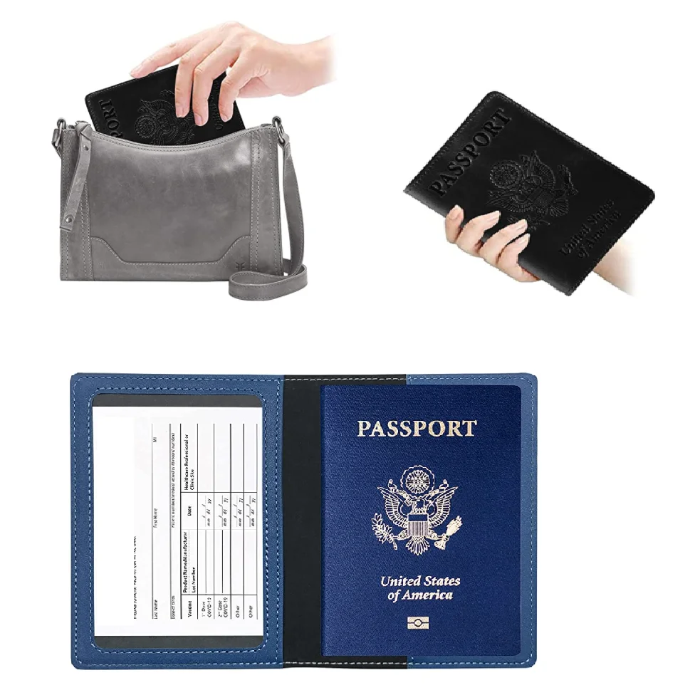
PU Leather Passport Vaccine Card Holder Credit card package Wallet 