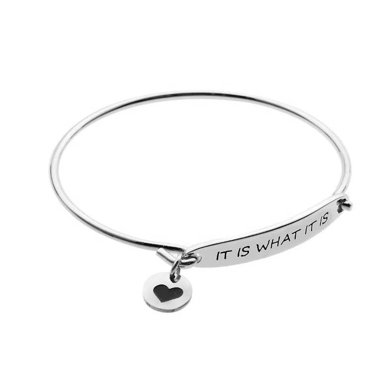 
Joycuff 925 Silver Inspirational Jewelry Custom Positive Message Bracelet Bangle Women Men Couple 