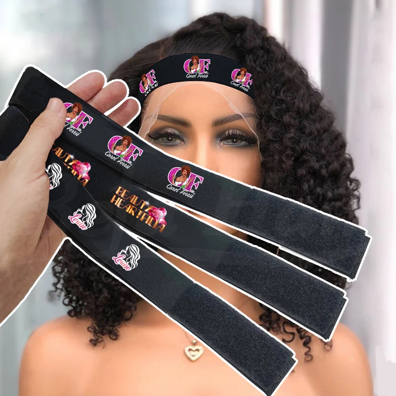 Custom printed logo elastic band adjustable elastic band for wigs Edge Elastic Wig lace bands for wigs