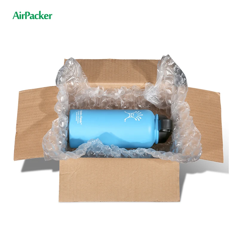 Plastic Inflatable Customized Bubble Air Wrap Film Roll replacing Foam Packaging  for Cosmetics logistics packaging