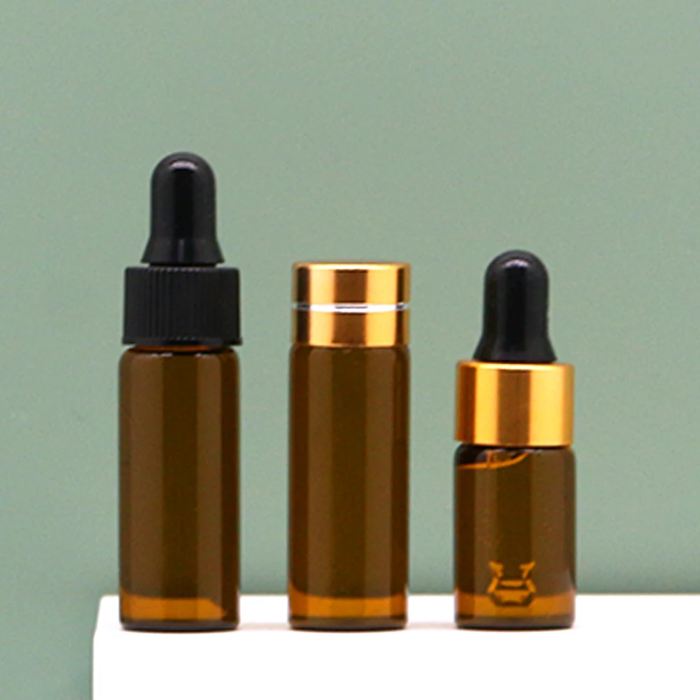 1ml 2ml 3ml 5ml Empty Cosmetic Sample Vial Clear White Black Mini Glass Dropper Bottle Essential Oil Serum Bottle with Pipette