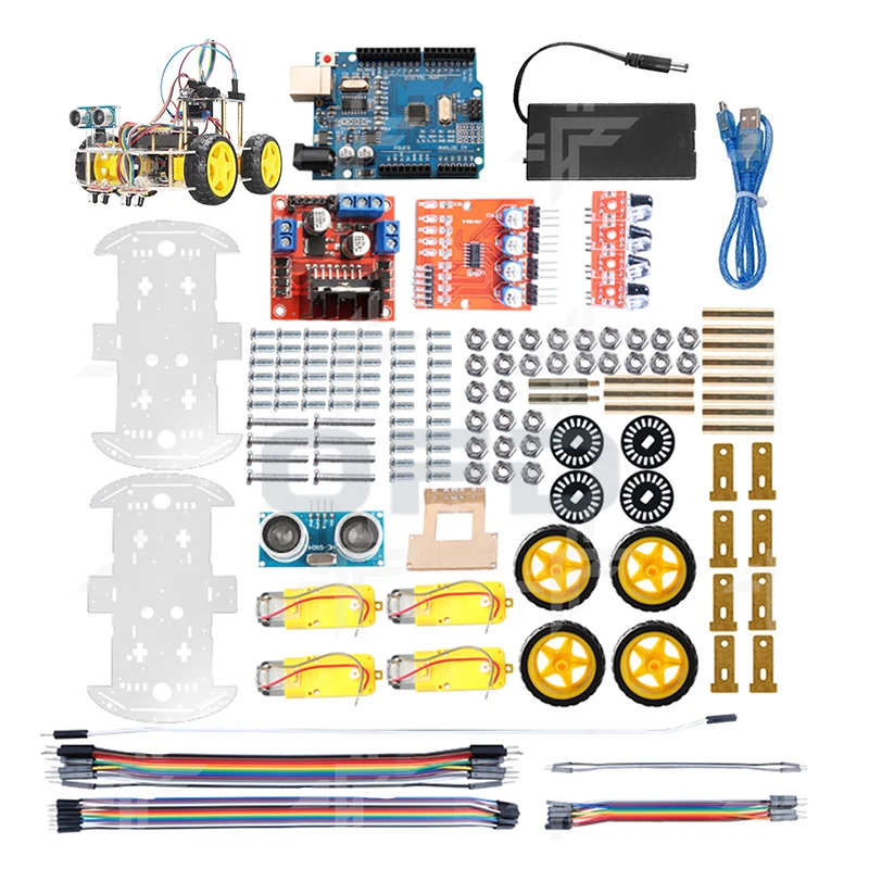 4WD Obstacle Avoidance Robotics Starter Kit Smart Robot Car Kit Robotics Training Kit Compatible with Arduino