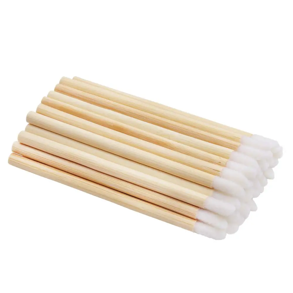 ZCS Wholesale Single Mini Lip Liner Stick Applicator Cosmetic brush Tools White Hair Disposable Bamboo Handle Makeup Lip Brushes