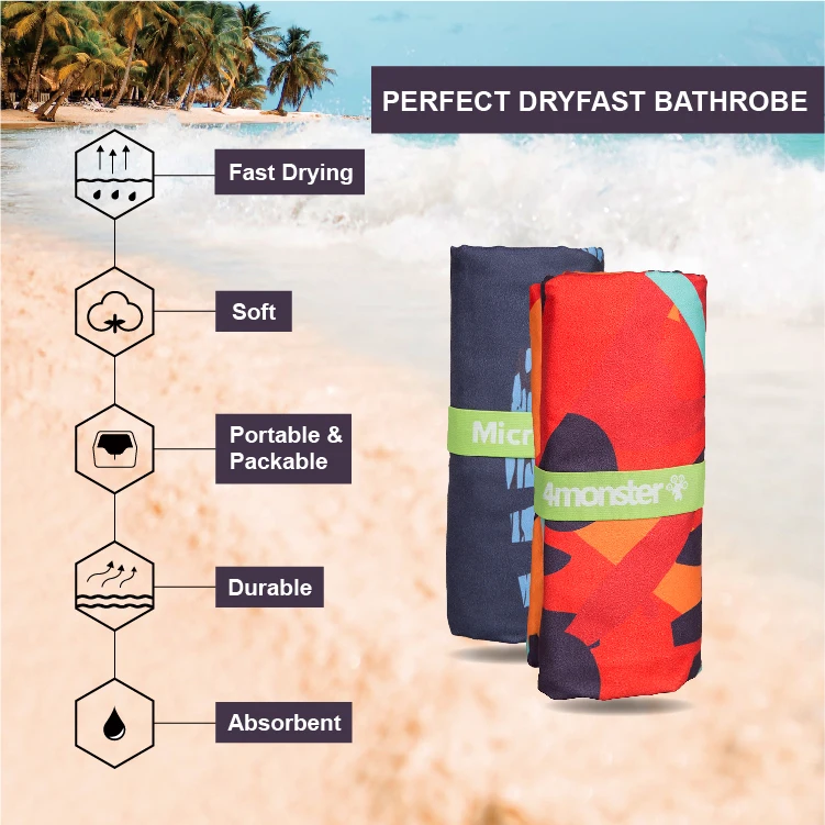 quick dry custom printed microfiber suede beach towel poncho robe hooded boys girls
