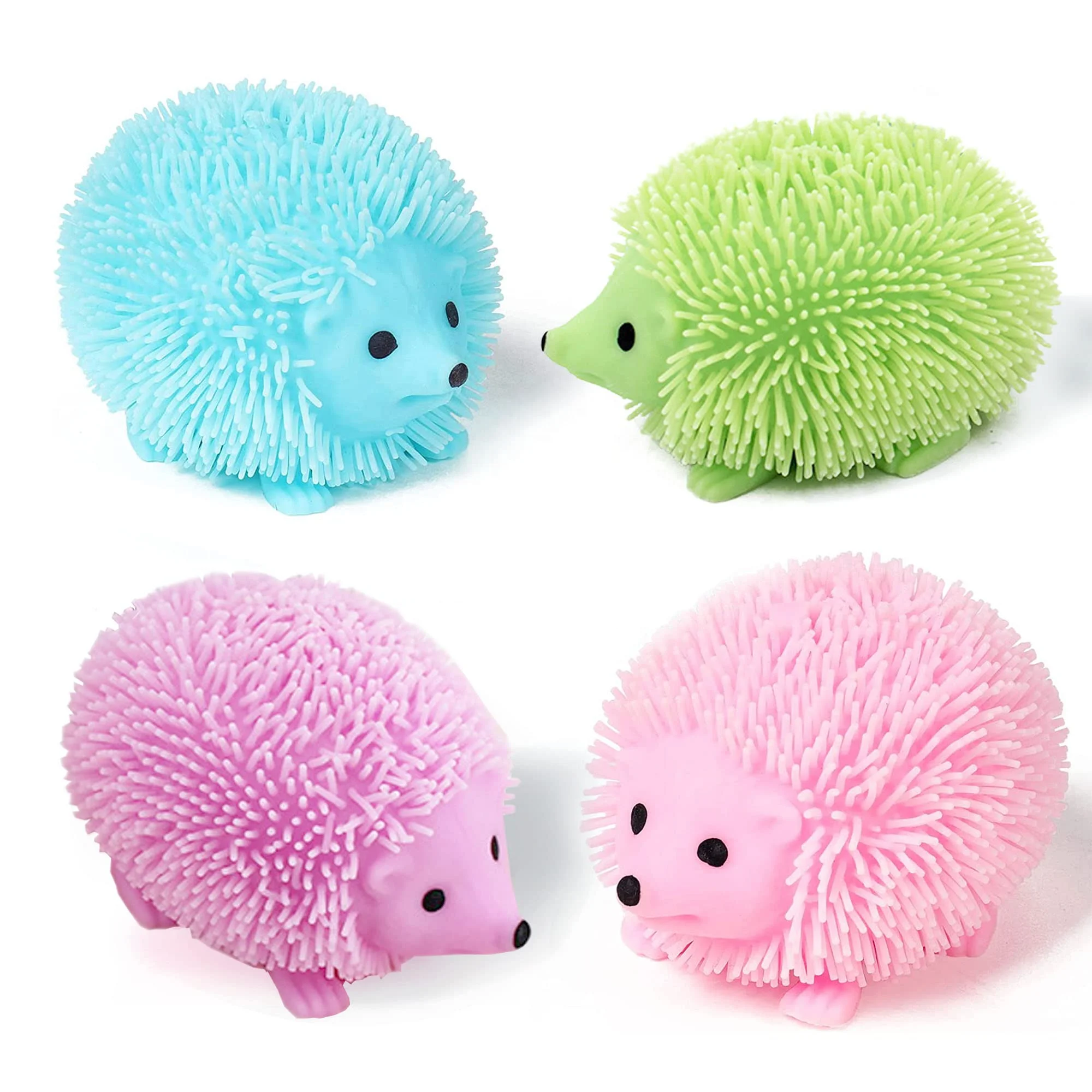 YUWEI 2024 New Popular Flashing Cute Squeeze Small Hedgehog Children Toy Stress Ball Inflatable Splat Light Up Puffer Ball Toy