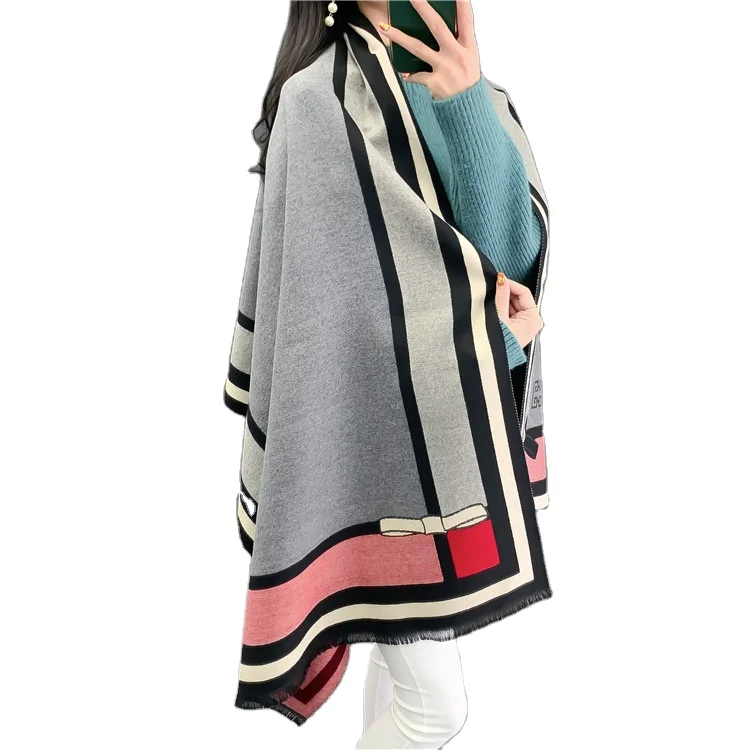 Classical Style Winter Branded Women Jacquard Scarf Cashmere Warm Thick Shawls Designers Stoles Ladies