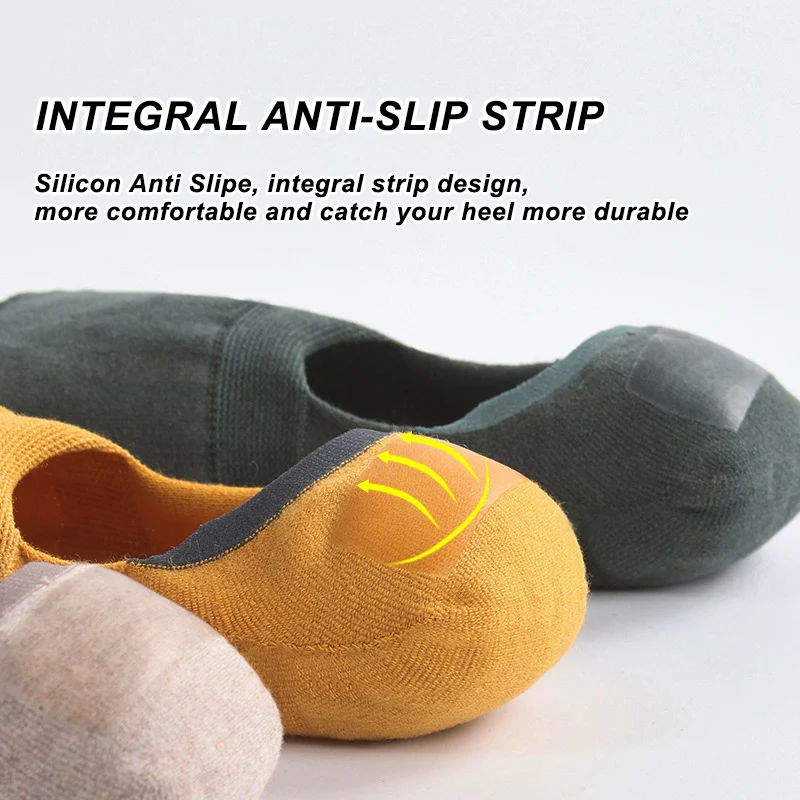 New Fashion Non Slip Silicone Summer Boat No Show Colorful Solid Stripes Comfortable Men Invisible Socks