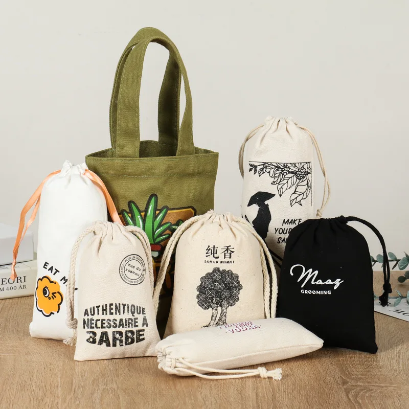 Wholesale Personalized Colorful Muslin Custom Cotton Canvas Drawstring Bag Small