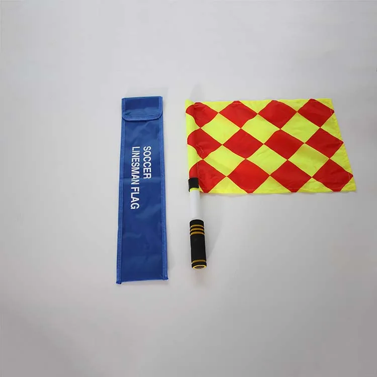 Football soccer linesman flag referee red and yellow  hand flag