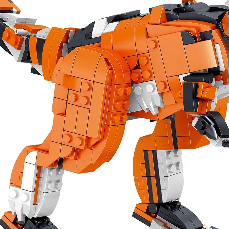 3 in 1 Kids Educational Diy Plastic Jurassic Dinosaur Brick Toys Deformed Sharks and Tigers Building Block Set