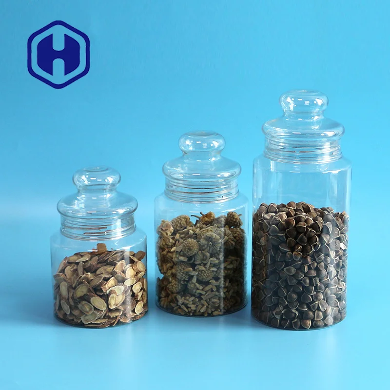 fancy sweets packaging PET 610ml 830ml 1180ml bulk cookie plastic apothecary jars