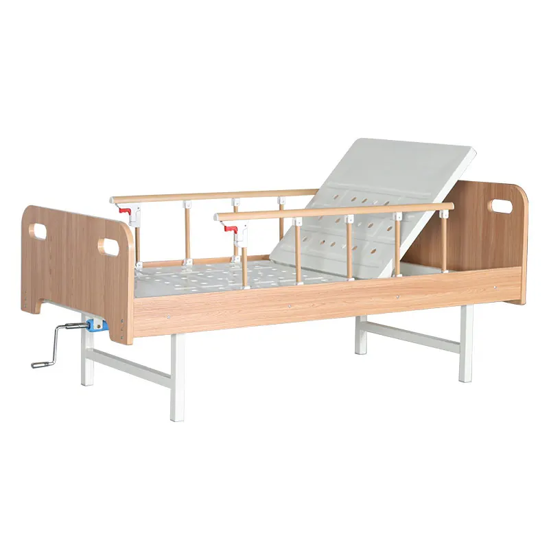 Wooden Manual Home-care Bed Hospital Nursing Bed For Elderly With Two Functions For Medical Equipment