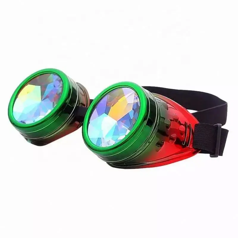 Kaleidoscope Rainbow Crystal Lenses Men Women Steampunk Goggles