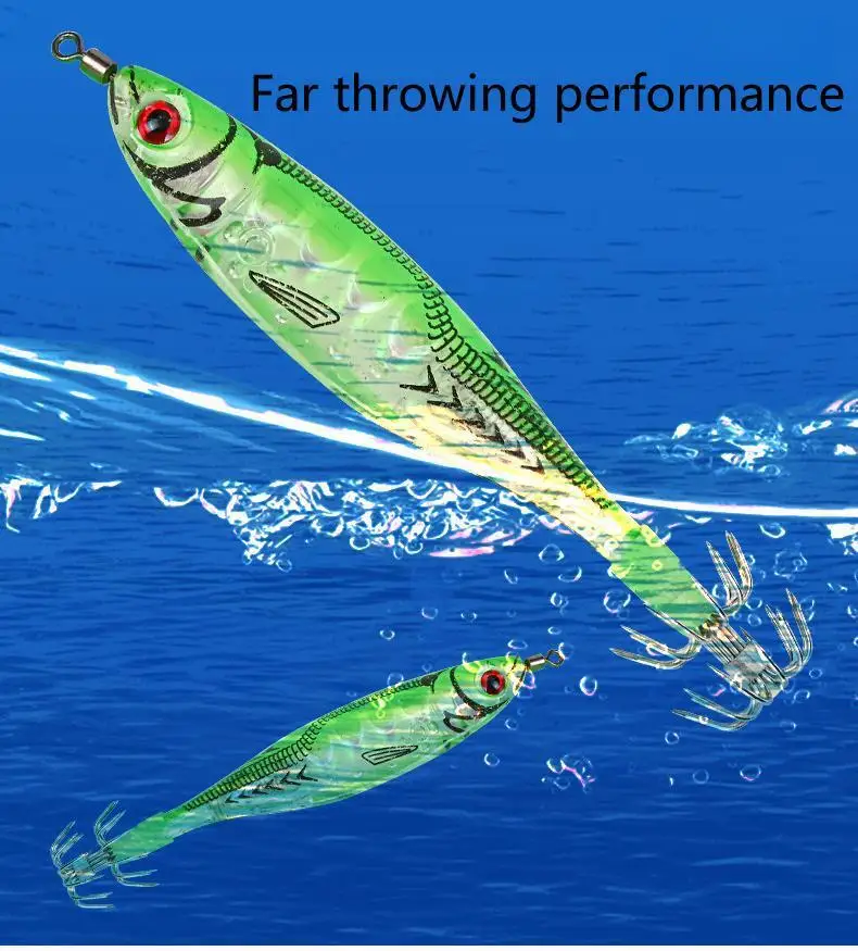 New 103mm9.3g Luminous Fishing Lure Artificial Squid Hook Jig For Wood Shrimp Lure Hard Bait Octopus