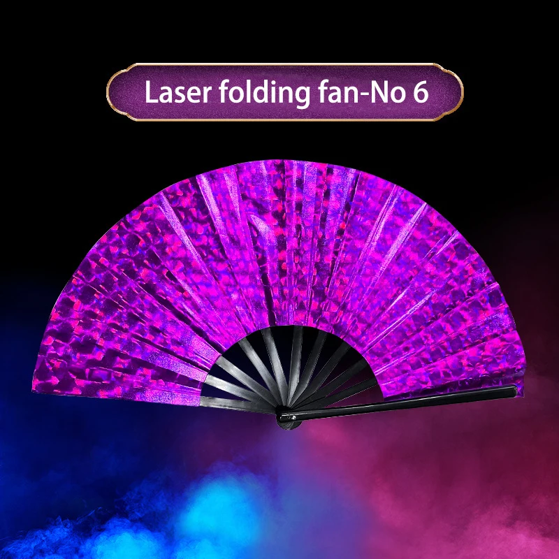 Рекламный ручной лазерный складной пластиковый бамбуковый ручной вентилятор