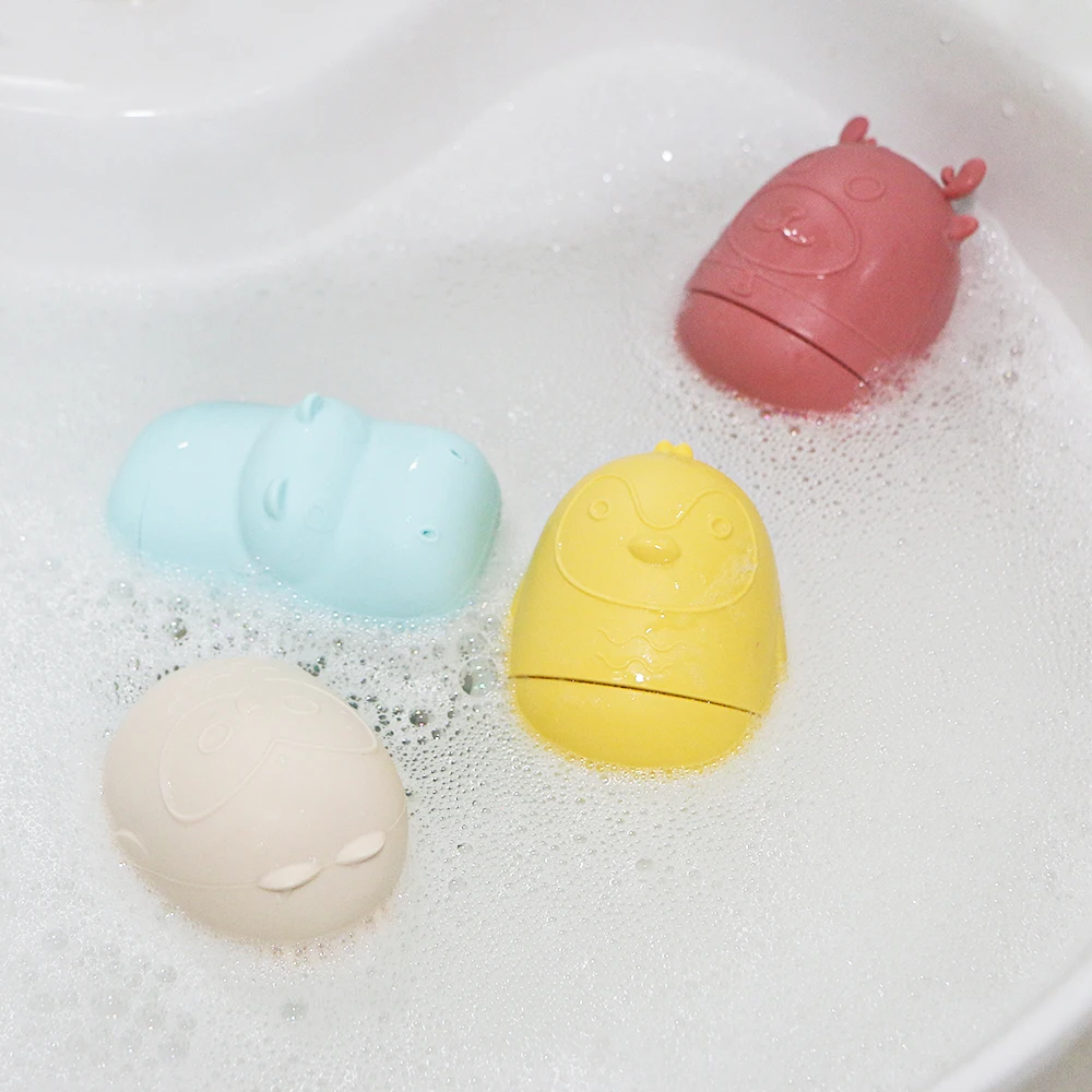 New Silicone Cute Child Kids Baby Spray Water Game Animals Bath Tub Bubble Toy Swimming Toys Set For Babies Toddler With Shower