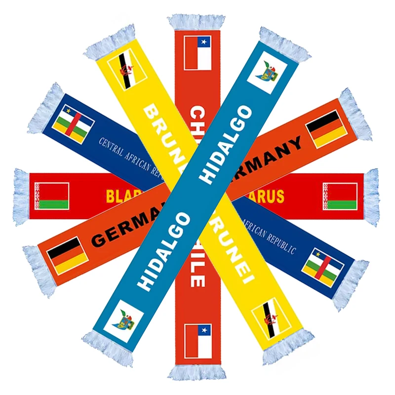 Factory Low MOQ Custom Scarf 100% Polyester Scarf Print Football Team Event Fan Scarf