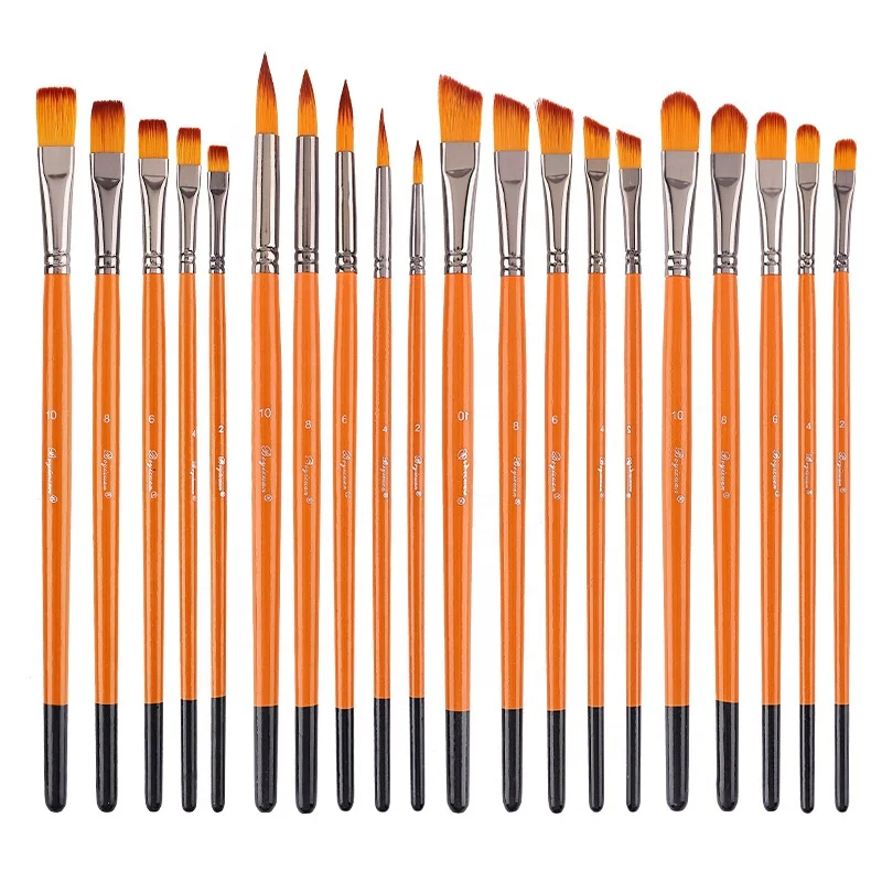 Paul Cezanne Hot Sale Nylon Hair Flat Shape Wooden Artist Oil Painting Brushes Short Handle Artist Brush Set