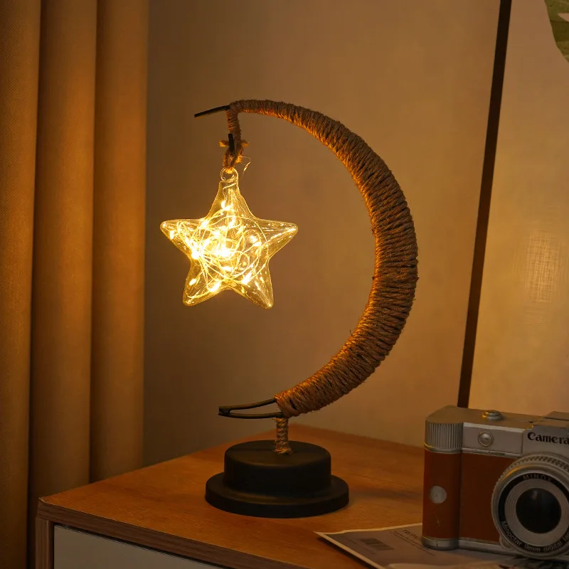 New-arrival Eid Mubarak LED Iron Star Moon Light Creative Table Decorative Night Light For Festival Party Decoration