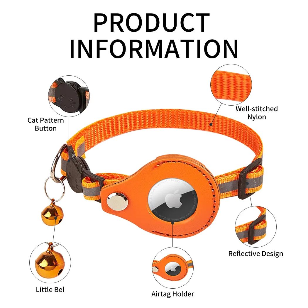 Reflective Pet Locator Collar for Airtag Pet Tracker Anti Lost Cat Collar Nylon Adjustable Outdoor Walking Accessories
