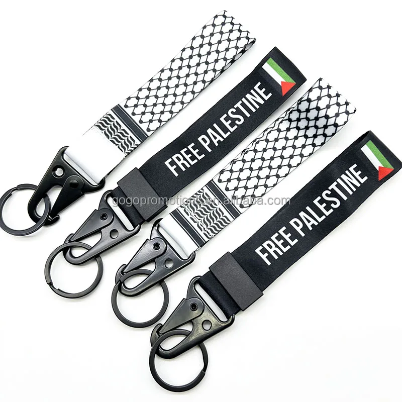 Custom Logo polyester Short wrist Strap Key Chain lanyards carabiner short Keychain lanyard With Printing Logo