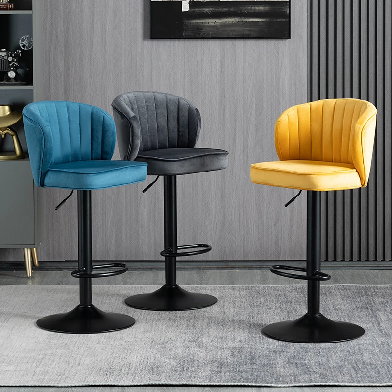 New Modern cheap used PU leather gold commercial swivel bar stool chairs for kitchen bar counter front desk