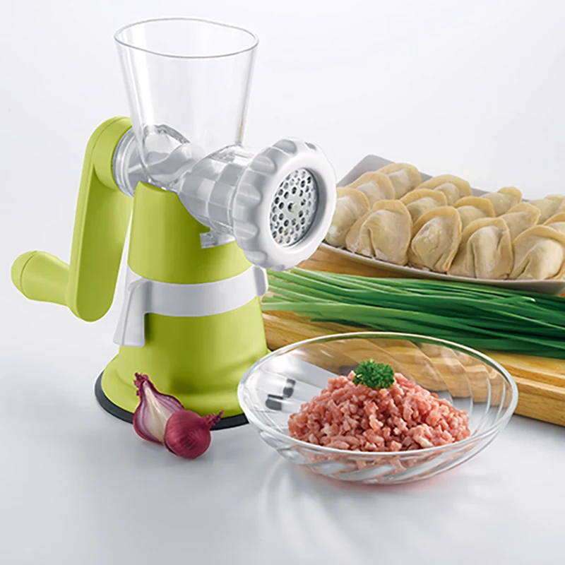 Innovative Design Plastic Suction Base Portable Manual Mincing Meat Grinder With Sausage Maker