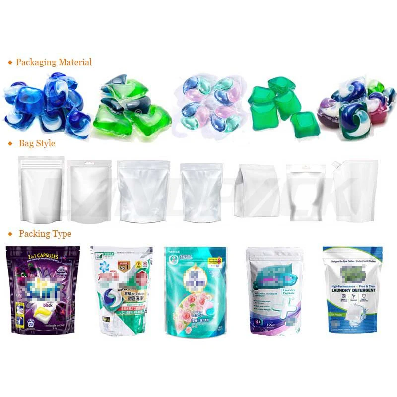 Custom Printed Logo Ziplock Large Capsule Detergent Pod  Laundry Pods Packaging Powder Washing Powder Plastic Pod Bags