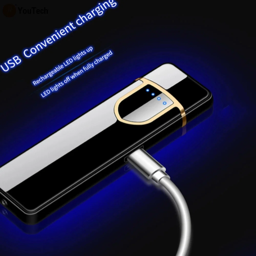 Портативные USB электрические Зажигалки ветрозащитные перезаряжаемые сенсорные аксессуары для сигарет электрическая зажигалка