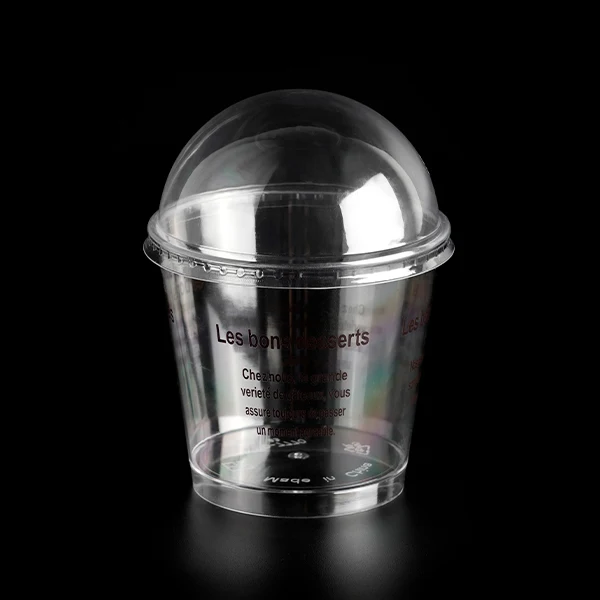 7oz 8oz 10oz Custom Printed Plastic Super Clear PS Dessert Mousse Ice Cream Padding Cup Bakery Dessert Yogurt Container with Lid