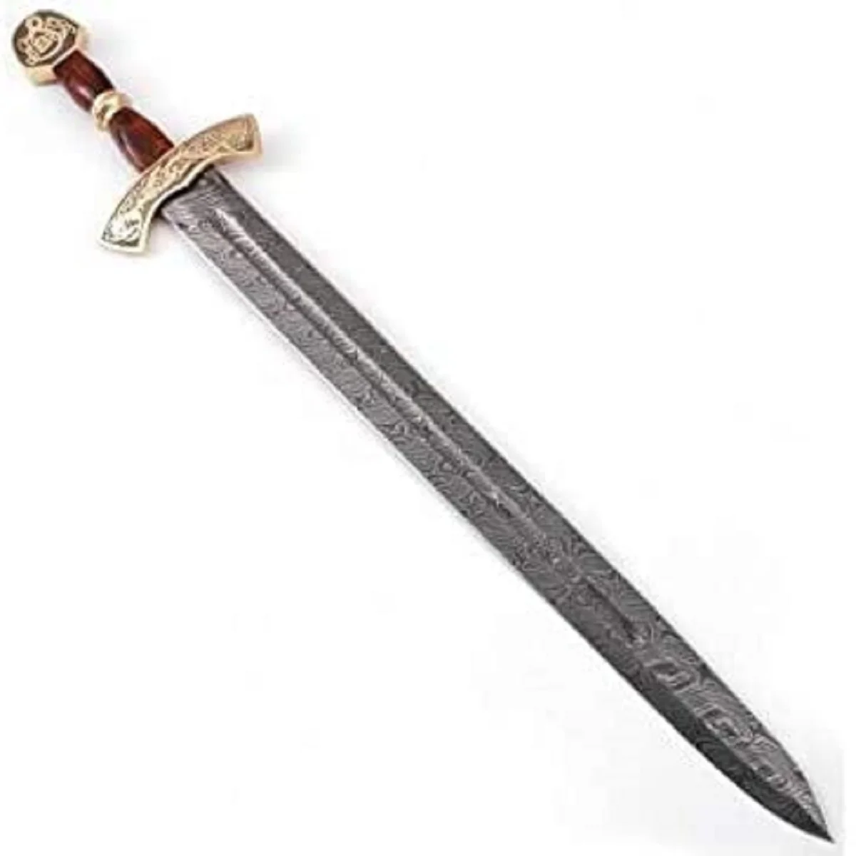 
Custom Handmade Damascus Steel Viking Style Sword Double edge Gladius With Leather sheath camping sword 