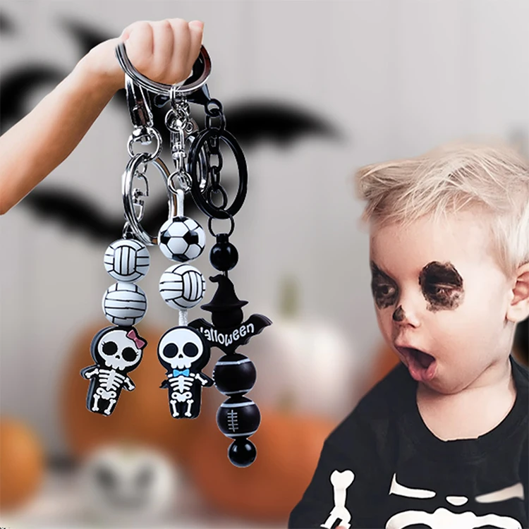Oem Colorful 100% Food Grade Baby Chew Other Loose Beads Halloween Silicone Teething Focal Beads For Keychain Jewelry Diy Making
