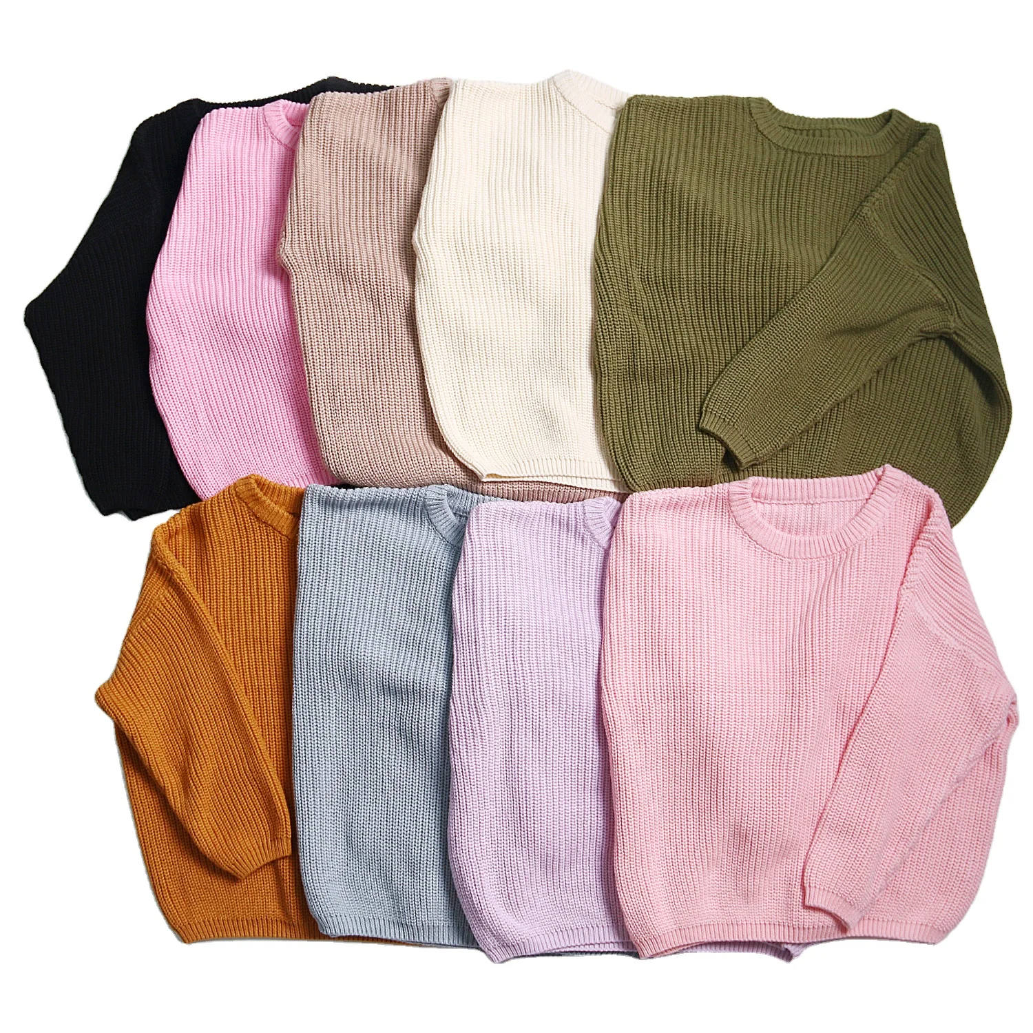 Хит продаж разноцветные вязаные свитера из 100 хлопка оверсайз для маленьких мальчиков и девочек