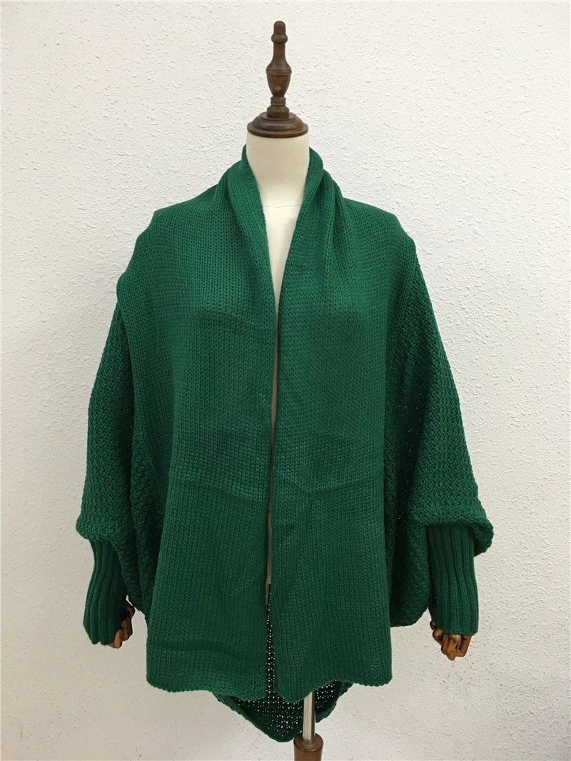 Женские вязаный свитер с рукавами «летучая мышь» Длинный свободный изготовленный на заказ зимние женские ботинки больших размеров трикотаж вязаные свитера кардиган пальто для женщин