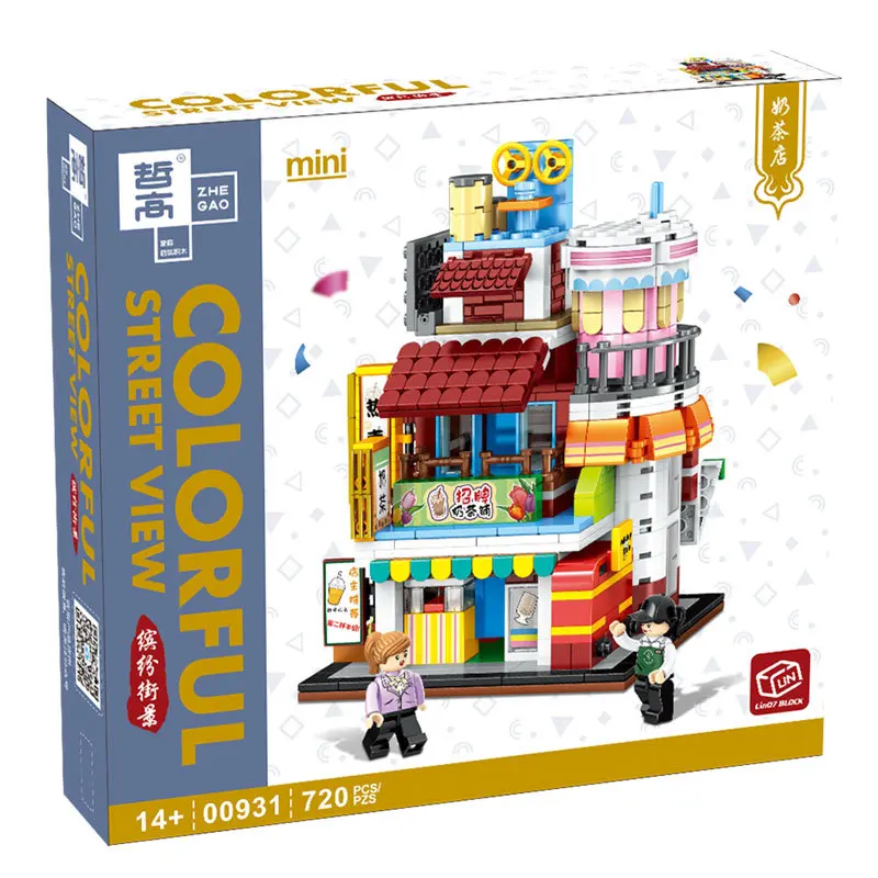 City Street View convenience store creative model ornaments puzzle building blocks Mini Block figure Blocks toys for kids