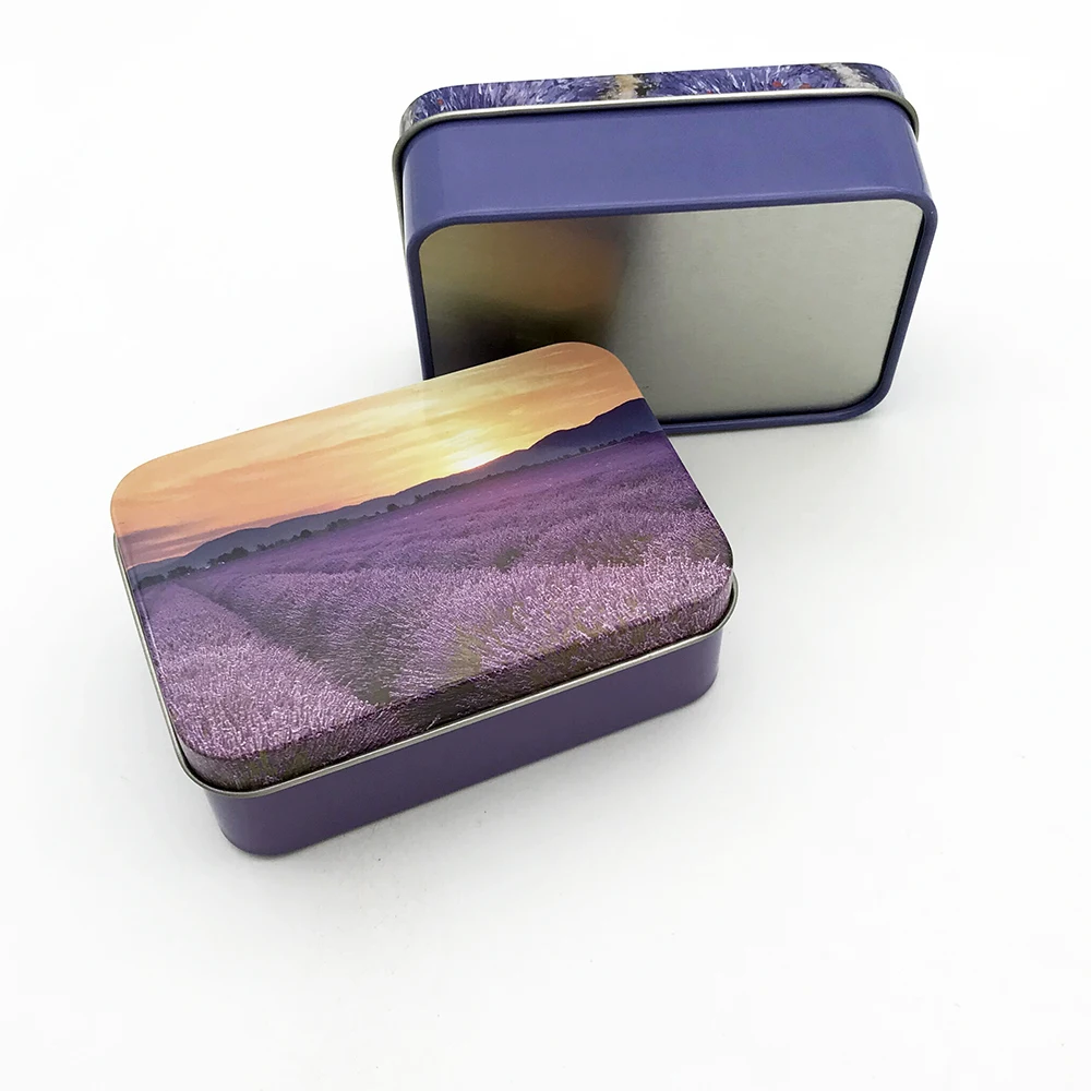 custom printing rectangle gift packing metal boxes with hinged lid