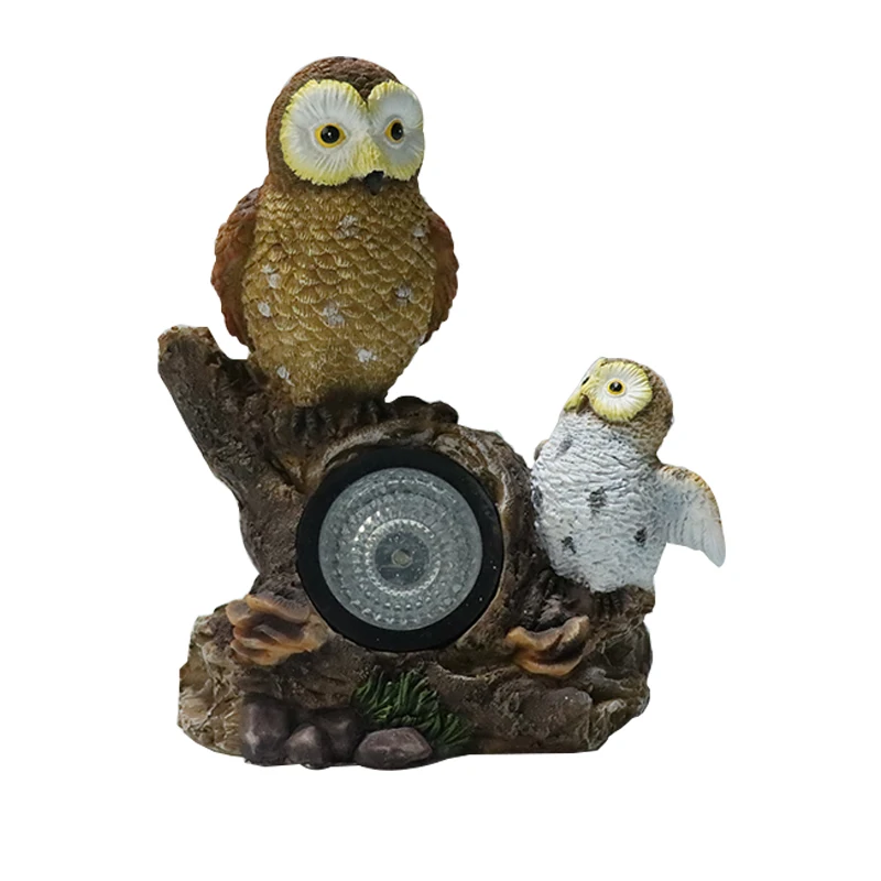 Garden solar energy system lights resin animals  fountain owl garden decoration animal home ornaments statue