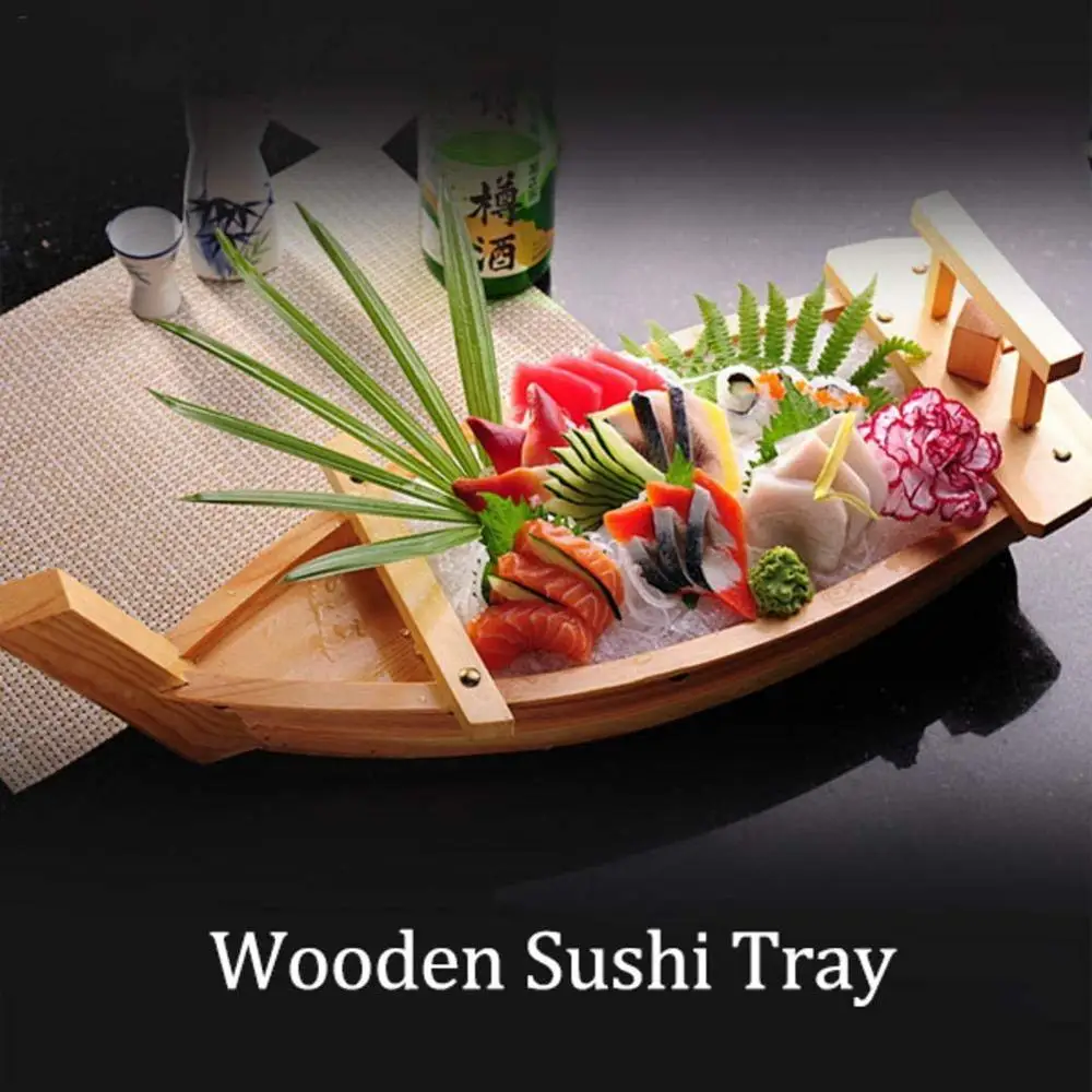 
2014Newell wooden sushi boat serving plate dish tray container canape with Twisted end 