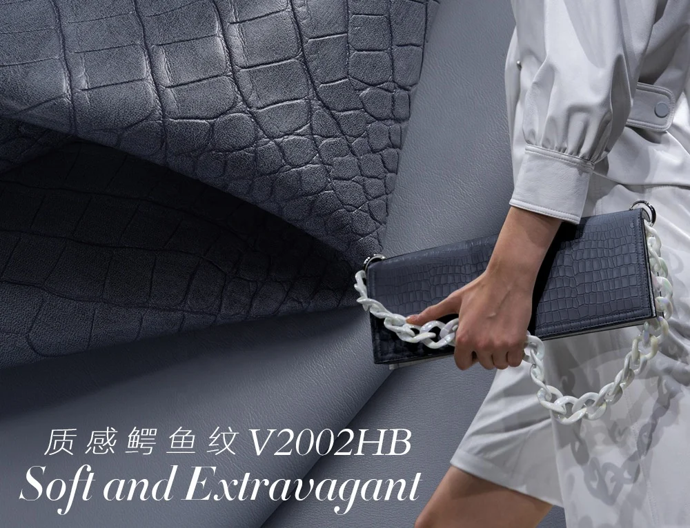 synthetic crocodile leather material 1.2mm thick half PU leather