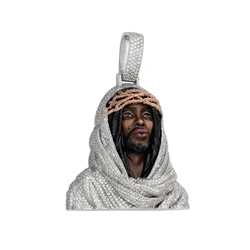 Factory Custom Enamel 3D S925 Sterling Silver 10k 14k 18k Solid Gold Iced out Moissanite Diamond Jesus Hip Hop Pendant