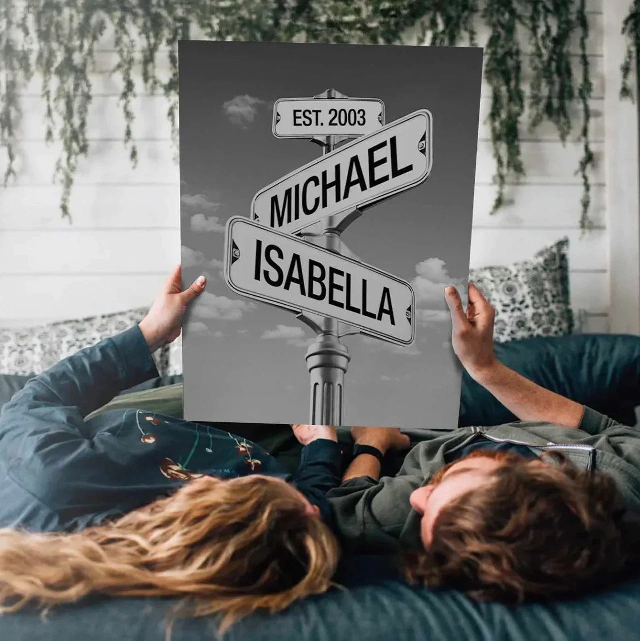 Personalized Family Names Date of Birth Vintage Street Sign Canvas Street Sign Multi-names C