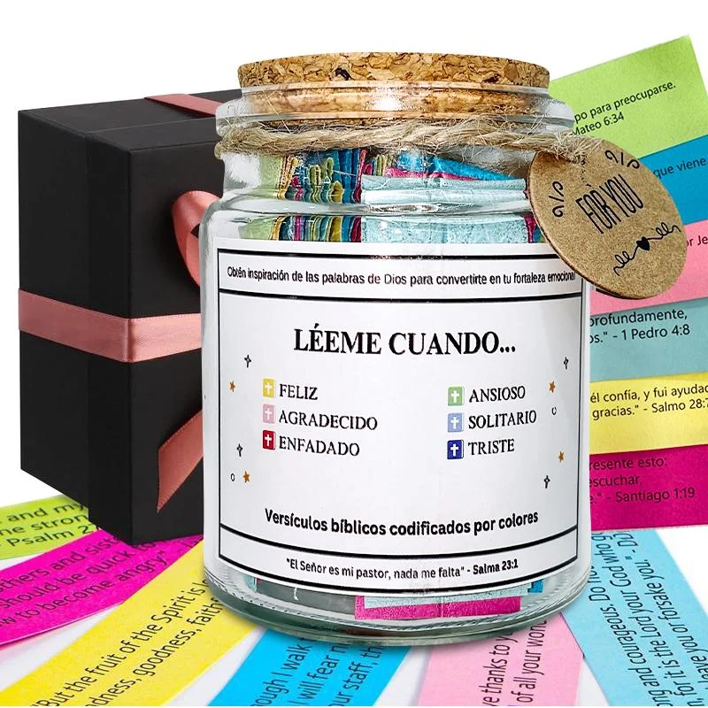 2025 Spanish Bible Verses Jar Christian Gifts German Bible Verse Jar Bible Accessories Prayer Jar Hope Stuff Christian Gifts