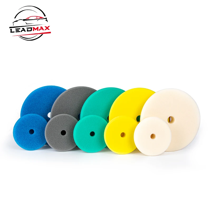 Wholesale Factory LEADMAX Rotary Machine 6 Inch DA Foam Car Polishing Buffing Pad Polisher Polybag Sponge Wave Accepted