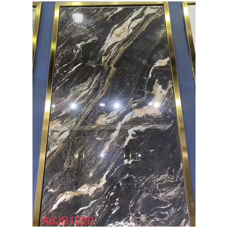 Wholesale price Factory High Gloss Lixury Gold Marble Look Porcelain Floor Tiles Polished Glazed Tile 600x1200