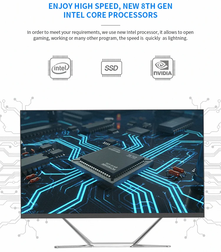 Wholesale ultra thin cheap OEM Customized curved Full HD 24/27 Inch i3/i5/i7 gaming business AIO PC